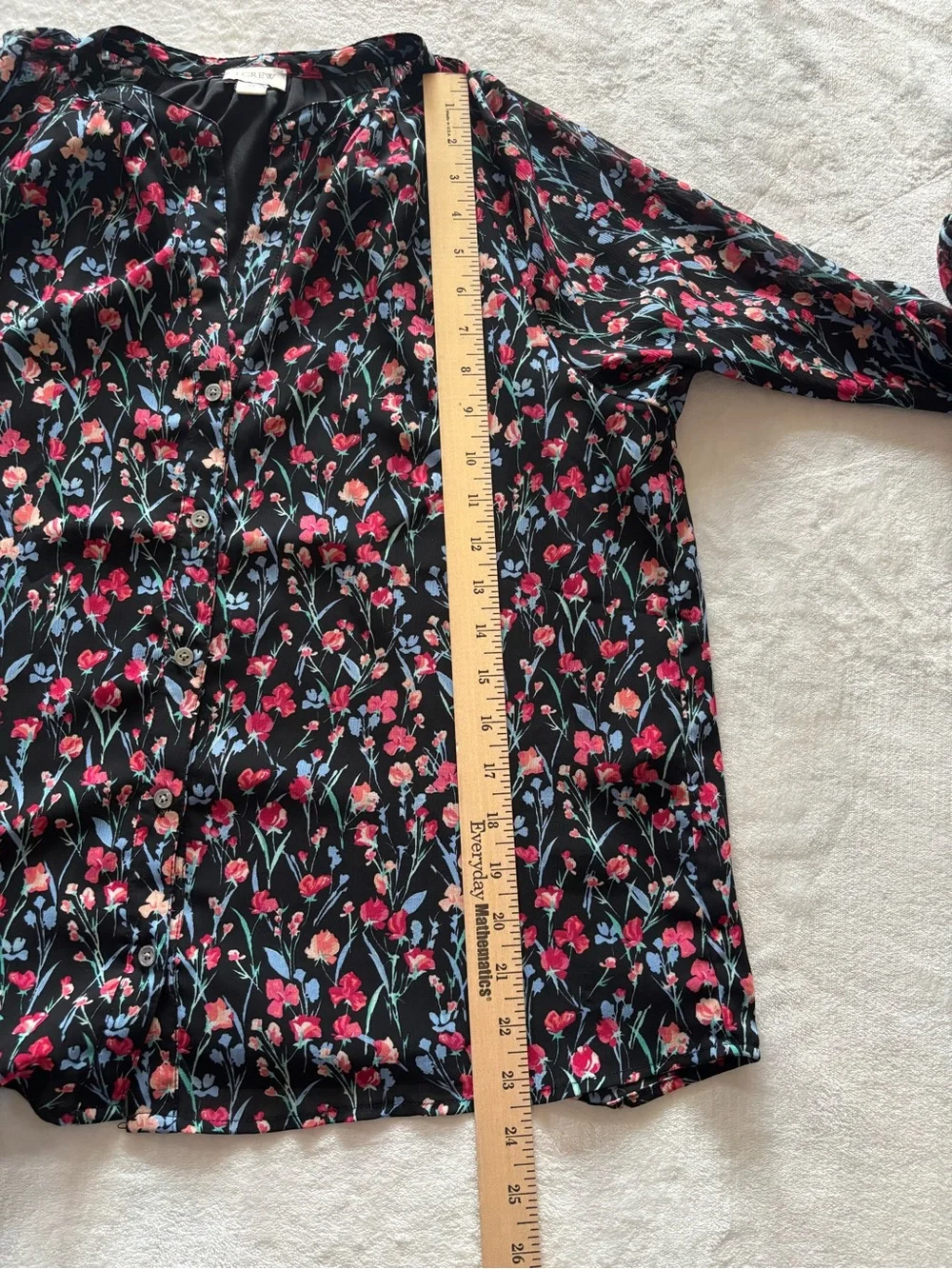J.Crew Raglan Button-Up Floral Blouse Black Size Romantic Top Size M